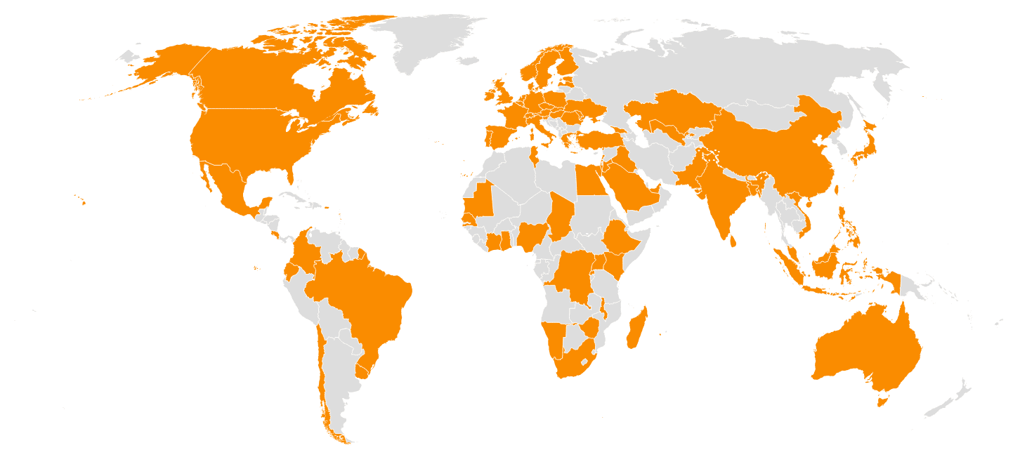 SET100 Application Country Map